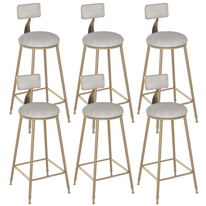 Low Back Bar Stool Glam Upholstered Dining Stool with Metal Base