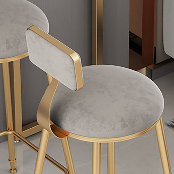 Low Back Bar Stool Glam Upholstered Dining Stool with Metal Base