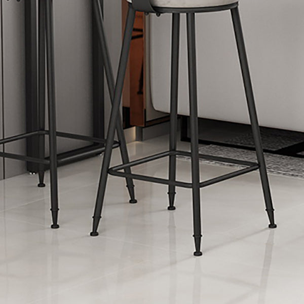 Low Back Bar Stool Glam Upholstered Dining Stool with Metal Base