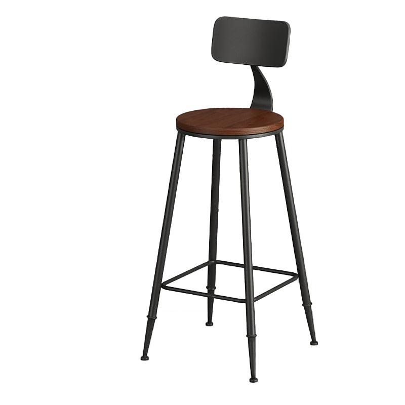 Contemporary Solid Wood Bar Stool Armless Dining Stool with Footrest
