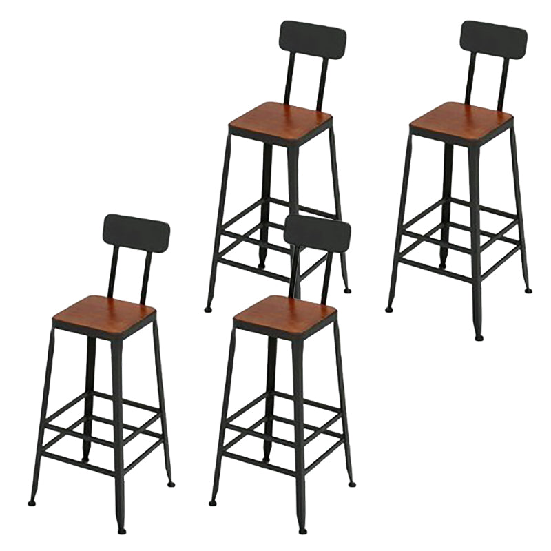 Contemporary Solid Wood Bar Stool Armless Dining Stool with Footrest