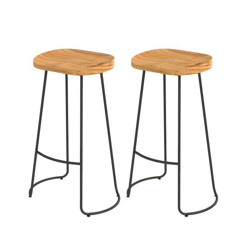 Contemporary Solid Wood Bar Stool Armless Dining Stool with Footrest