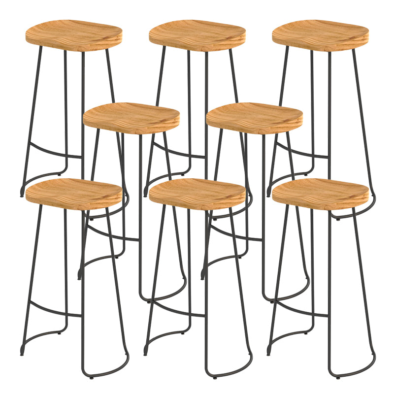 Contemporary Solid Wood Bar Stool Armless Dining Stool with Footrest