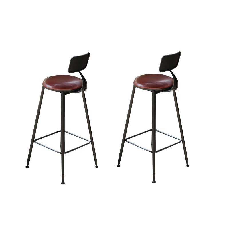 Faux Leather Dining Stools Industrial Bar Stool with Metal Legs