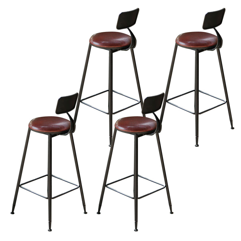 Faux Leather Dining Stools Industrial Bar Stool with Metal Legs