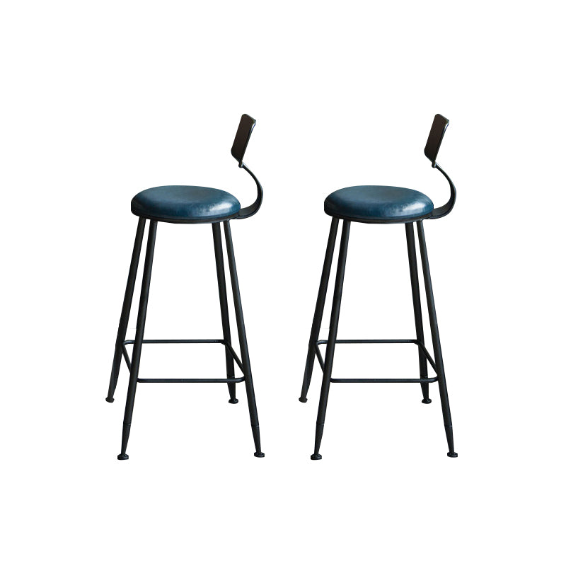 Faux Leather Dining Stools Industrial Bar Stool with Metal Legs