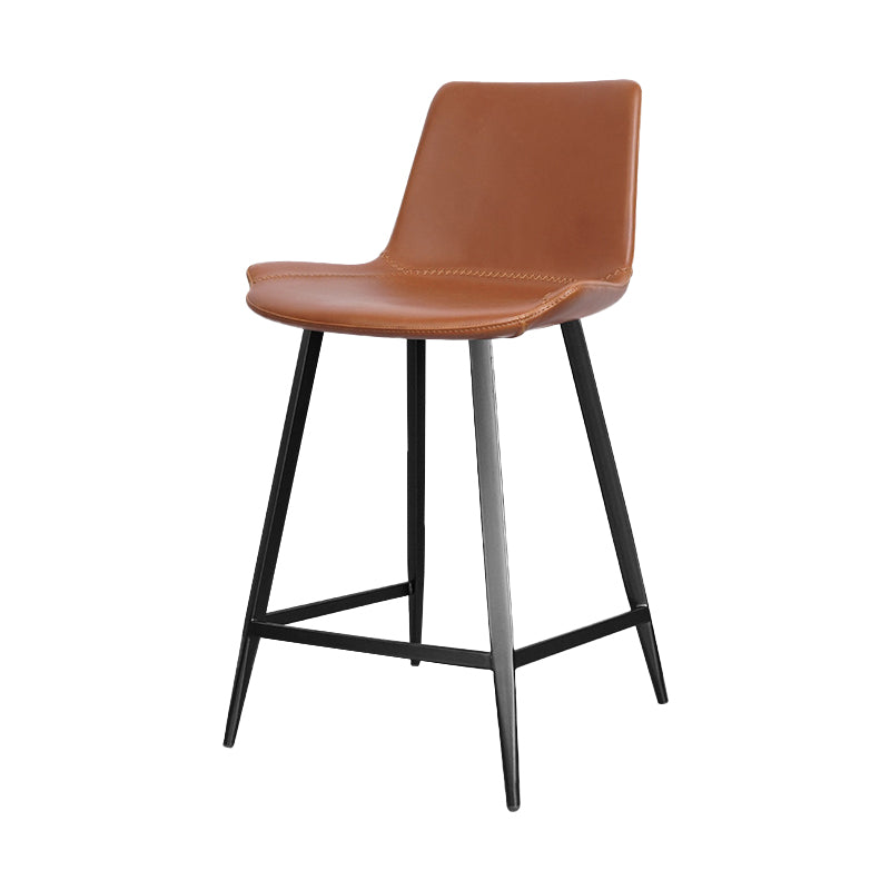 Faux Leather Upholstered Stools Low Back Bar Stools with Metal Base