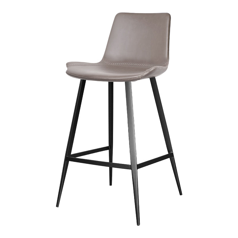 Faux Leather Upholstered Stools Low Back Bar Stools with Metal Base
