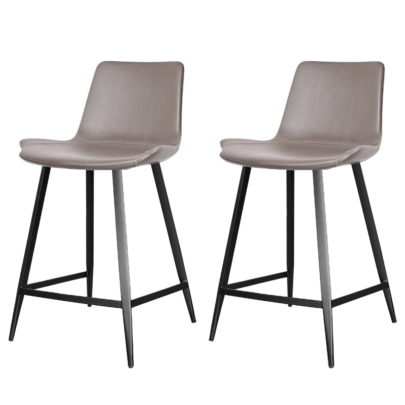 Faux Leather Upholstered Stools Low Back Bar Stools with Metal Base