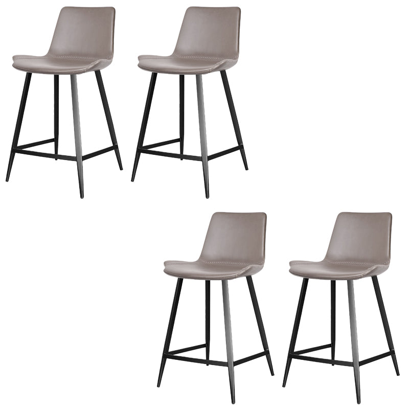 Faux Leather Upholstered Stools Low Back Bar Stools with Metal Base