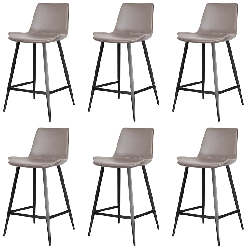 Faux Leather Upholstered Stools Low Back Bar Stools with Metal Base