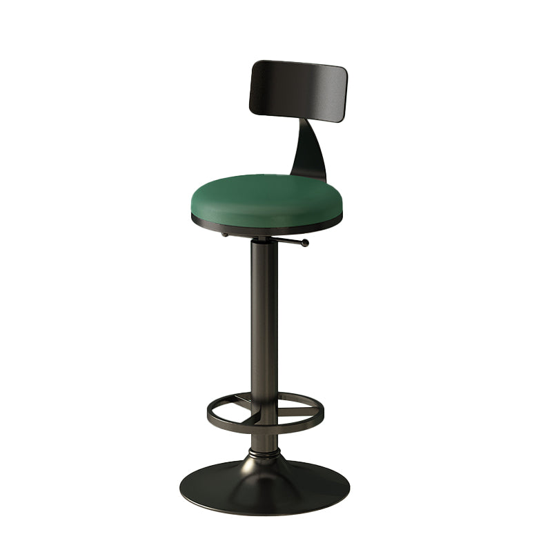 Low Back Dining Stool Adjustable Height Bar Stool with Metal Base