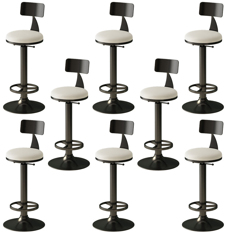 Low Back Dining Stool Adjustable Height Bar Stool with Metal Base