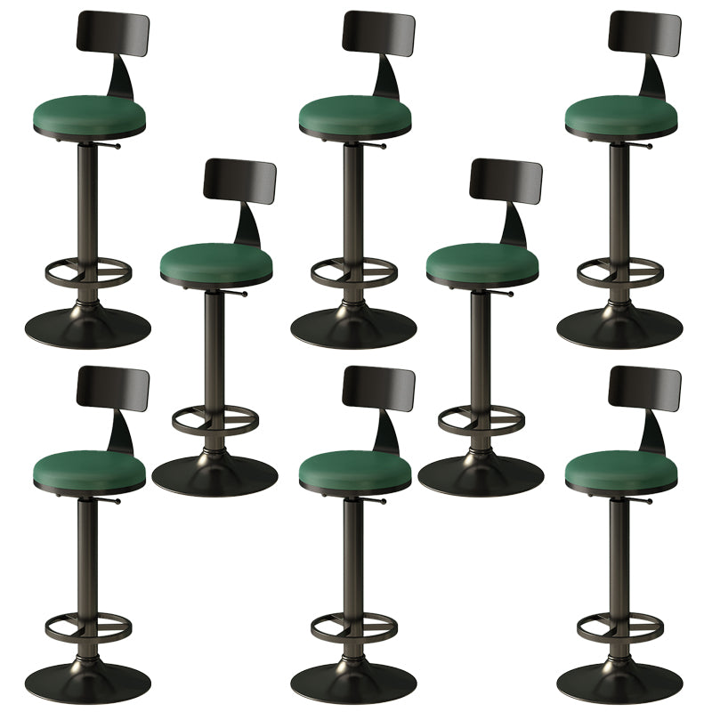 Low Back Dining Stool Adjustable Height Bar Stool with Metal Base