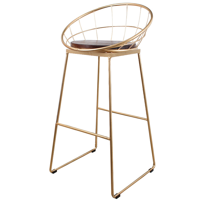 Metal Low Back Dining Stools Contemporary Round Bar Stools with Footrest