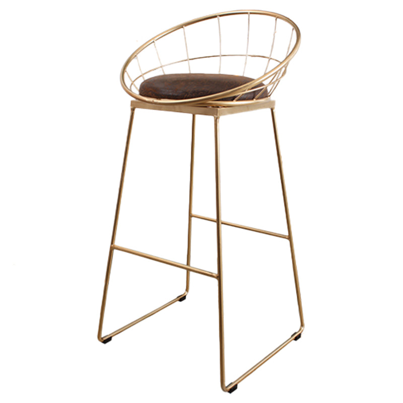 Metal Low Back Dining Stools Contemporary Round Bar Stools with Footrest