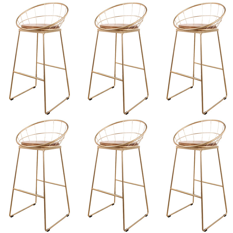 Metal Low Back Dining Stools Contemporary Round Bar Stools with Footrest