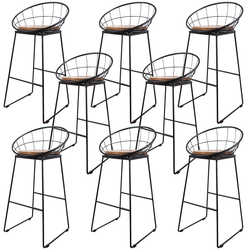 Metal Low Back Dining Stools Contemporary Round Bar Stools with Footrest