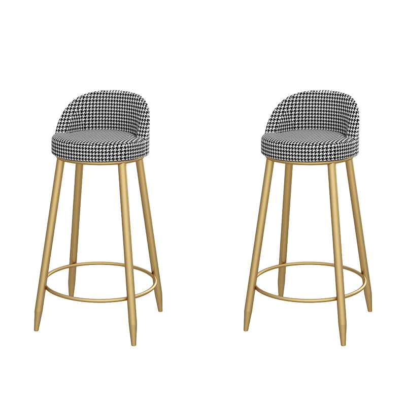 Glam Low Back Dining Stools Armless Bar Stools with Metal Base