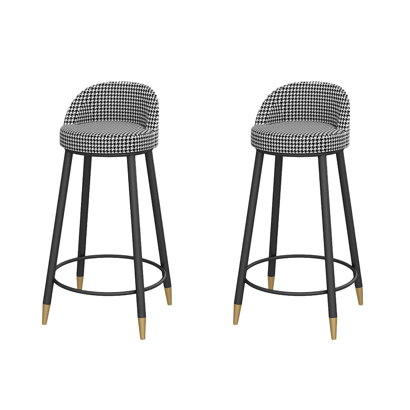 Glam Low Back Dining Stools Armless Bar Stools with Metal Base