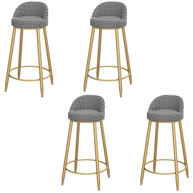 Glam Low Back Dining Stools Armless Bar Stools with Metal Base