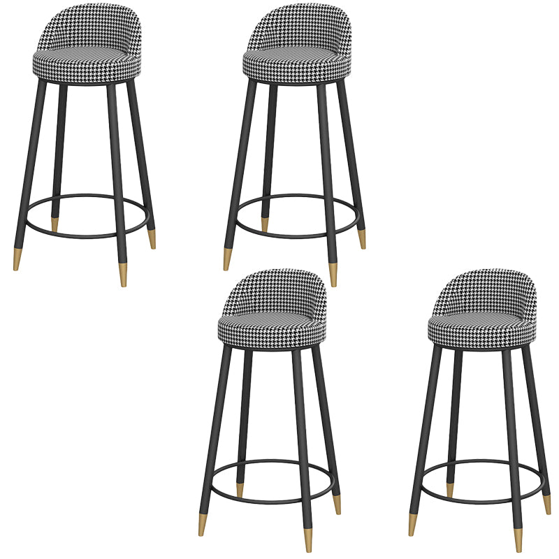 Glam Low Back Dining Stools Armless Bar Stools with Metal Base