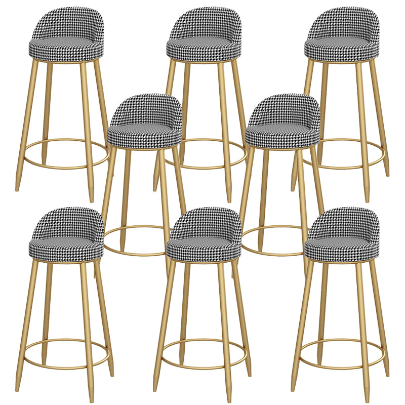 Glam Low Back Dining Stools Armless Bar Stools with Metal Base