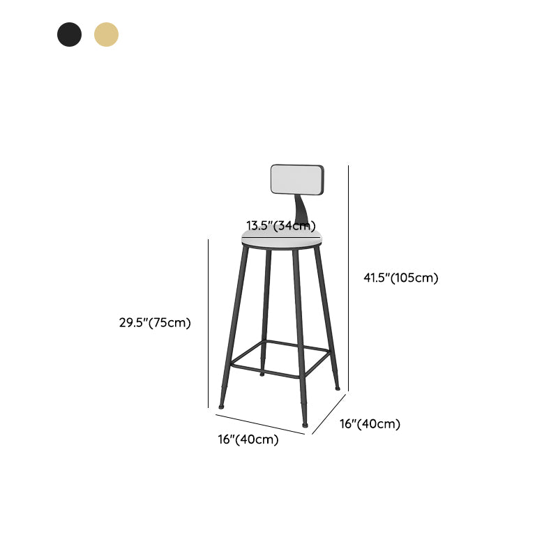 Glam Low Back Dining Stools Armless Bar Stools with Metal Base