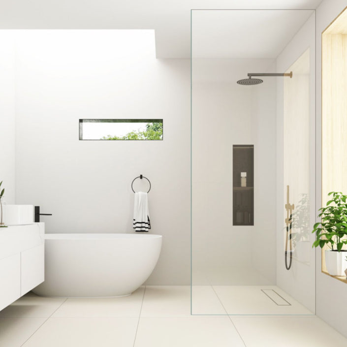 Contemporary Single Fixed Tempered Shower Screen Frameless Transparent Fixed Glass Panel