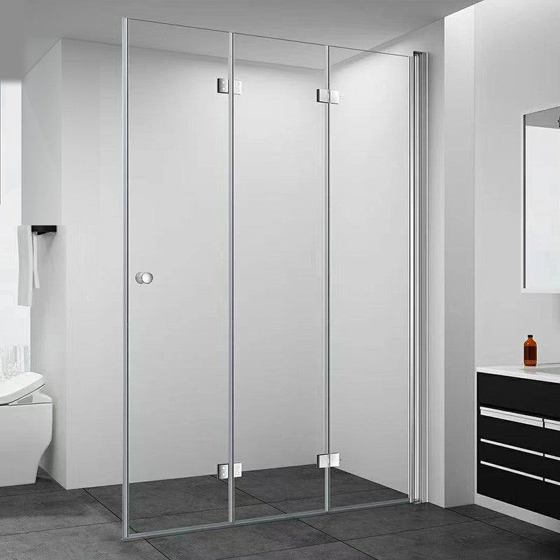 Frameless Folding Tempered Glass Shower Door with Thickened 304 Stainless Steel Fittings