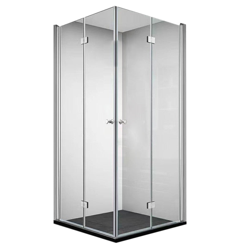 Frameless Folding Tempered Glass Shower Door with Thickened 304 Stainless Steel Fittings