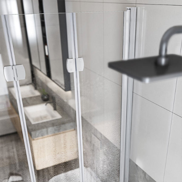 Frameless Folding Tempered Glass Shower Door with Thickened 304 Stainless Steel Fittings
