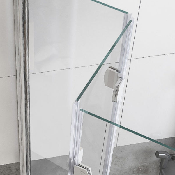 Frameless Folding Tempered Glass Shower Door with Thickened 304 Stainless Steel Fittings