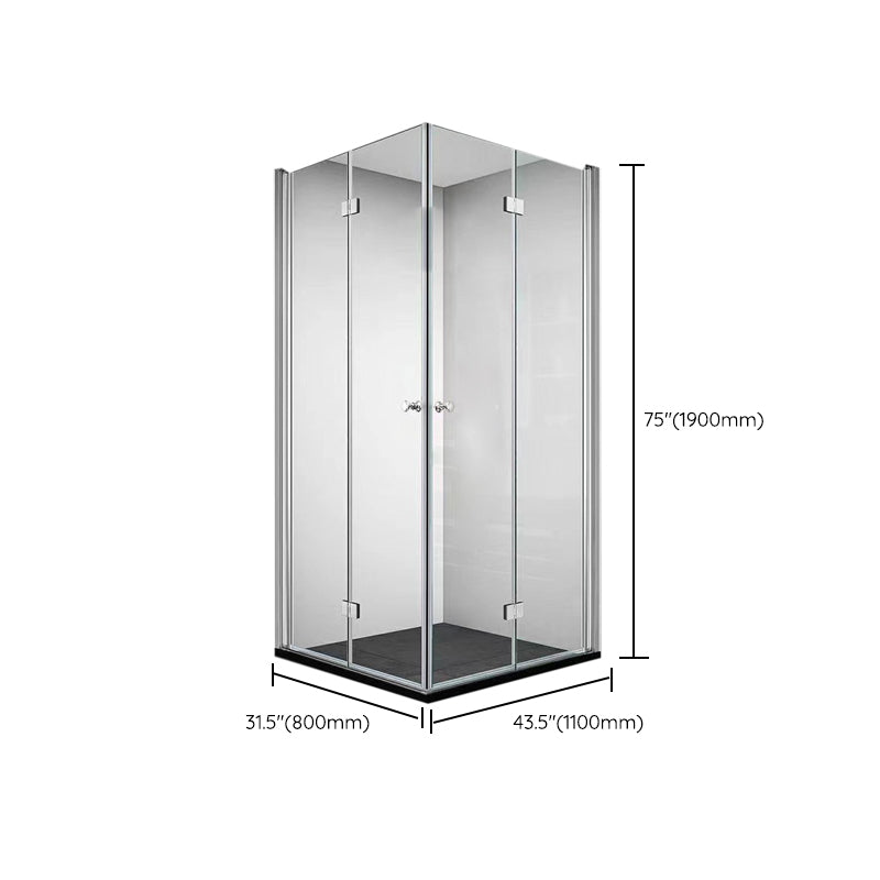 Frameless Folding Tempered Glass Shower Door with Thickened 304 Stainless Steel Fittings