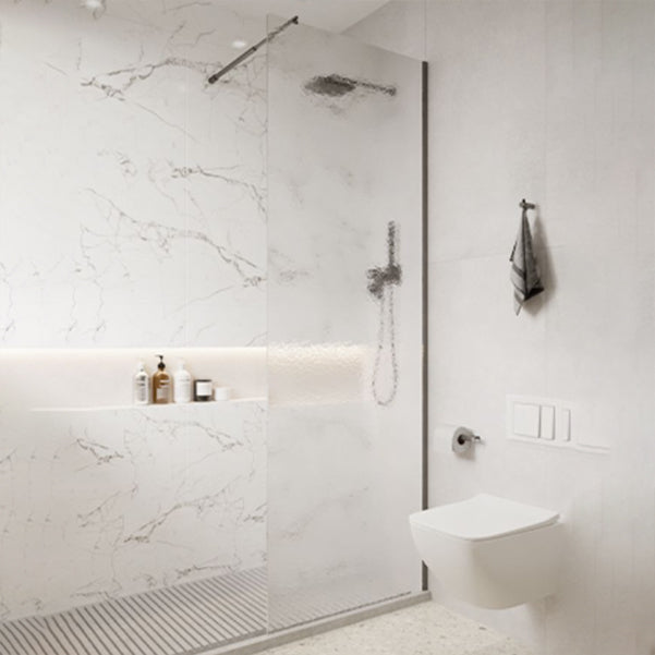 Minimalist Fixed Semi-partition Water Ripple Glass Shower Screen