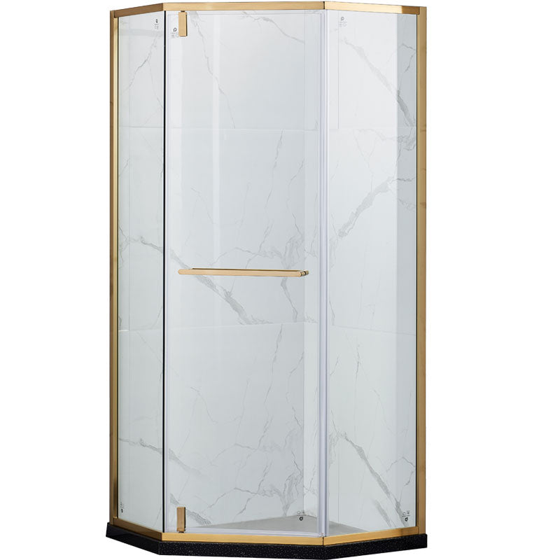 Pivot Tempered Glass Shower Door, Diamond Shape Stainless Steel Frame Shower Door