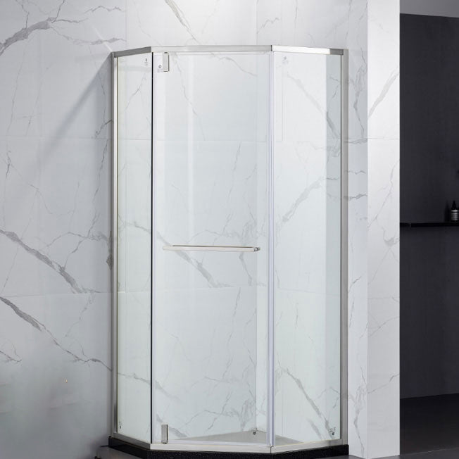 Pivot Tempered Glass Shower Door, Diamond Shape Stainless Steel Frame Shower Door
