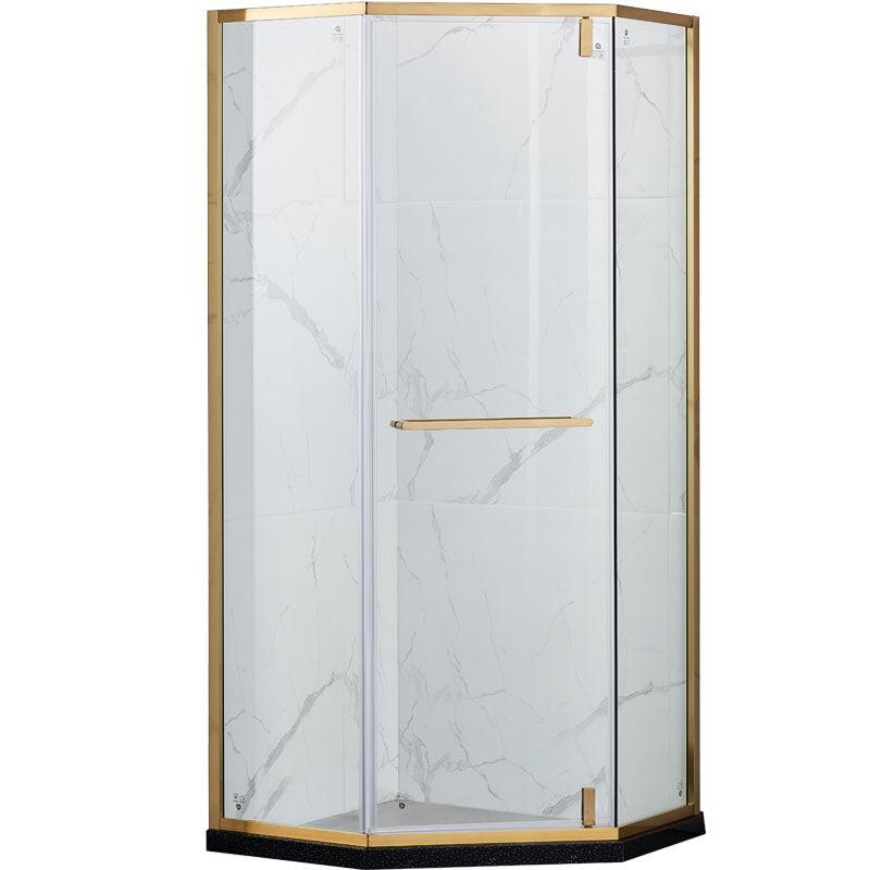 Pivot Tempered Glass Shower Door, Diamond Shape Stainless Steel Frame Shower Door