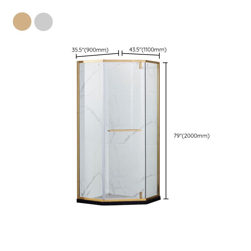 Pivot Tempered Glass Shower Door, Diamond Shape Stainless Steel Frame Shower Door