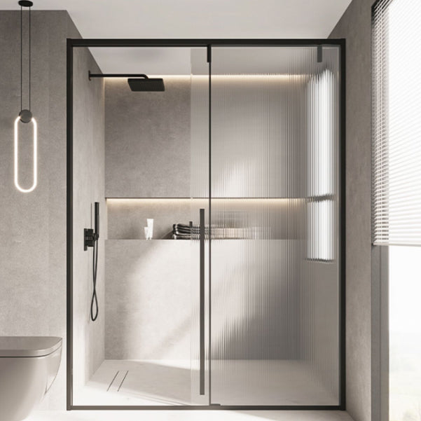 Semi Frameless Stainless Steel Frame Single Sliding Glass Shower Door