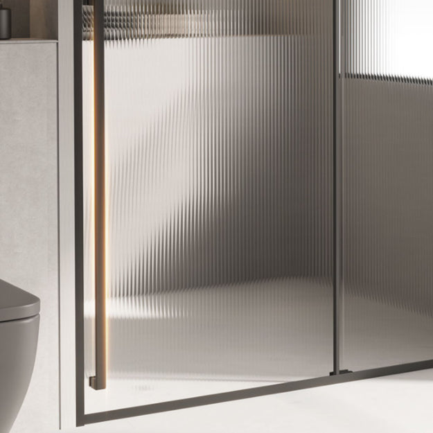 Semi Frameless Stainless Steel Frame Single Sliding Glass Shower Door