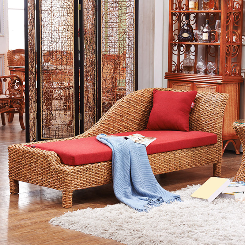 Rattan Chaise Lounge Chair Upholstered Chaise with One Armed