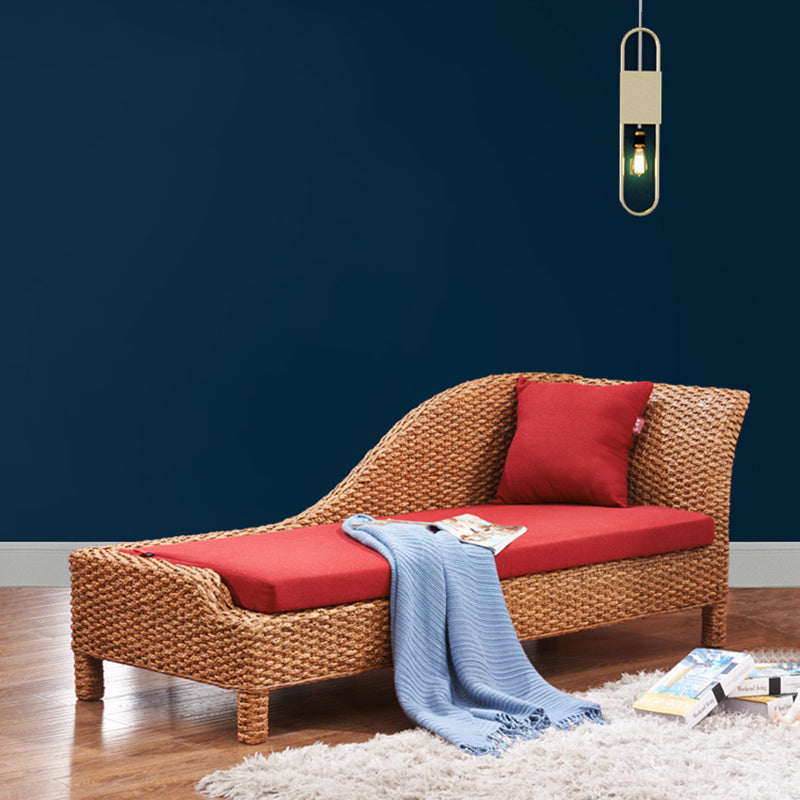 Rattan Chaise Lounge Chair Upholstered Chaise with One Armed