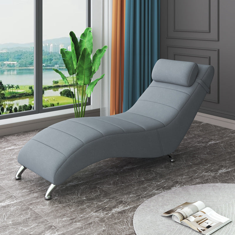Modern Cushioned Chaise Lounge Pine Chaise with Pillow for Bedroom and Living Room