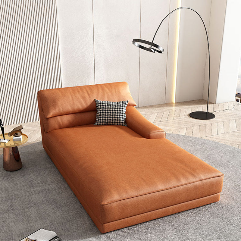 Modern Upholstered Chaise Lounge Leather Recessed Arms for Bedroom and Living Room