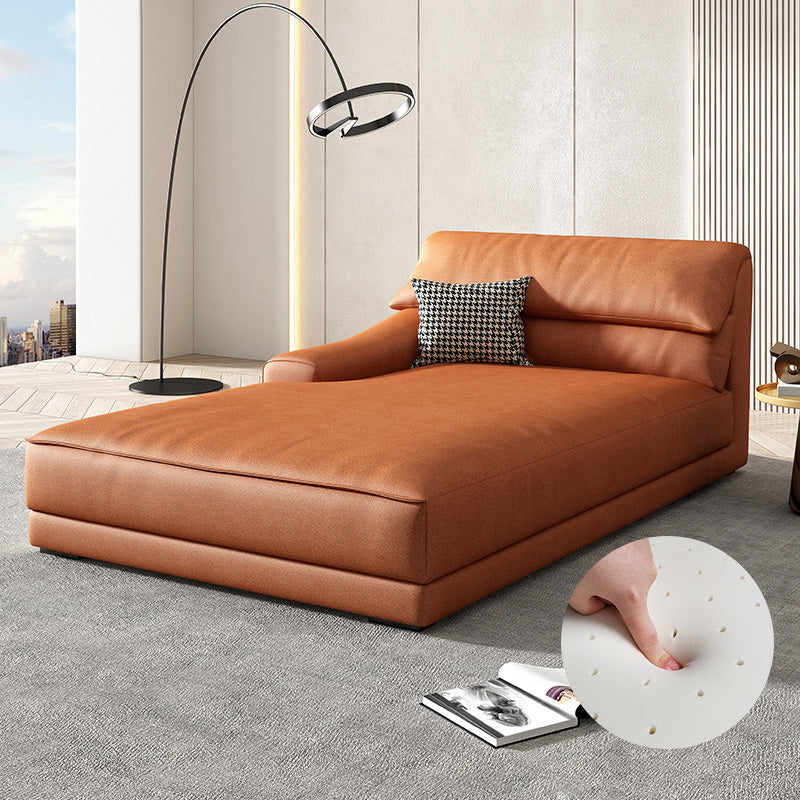 Modern Upholstered Chaise Lounge Leather Recessed Arms for Bedroom and Living Room