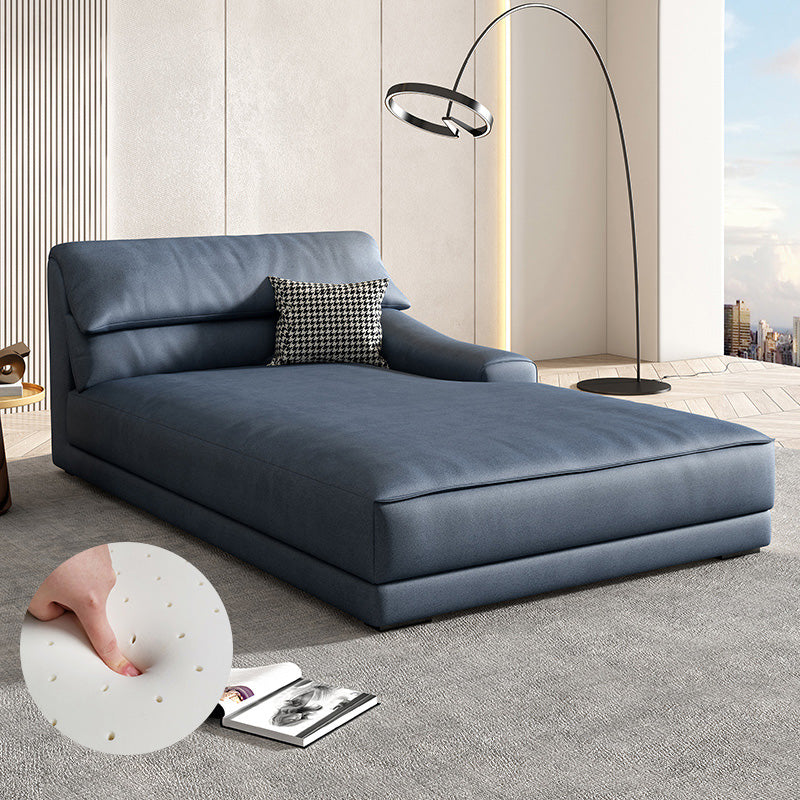 Modern Upholstered Chaise Lounge Leather Recessed Arms for Bedroom and Living Room