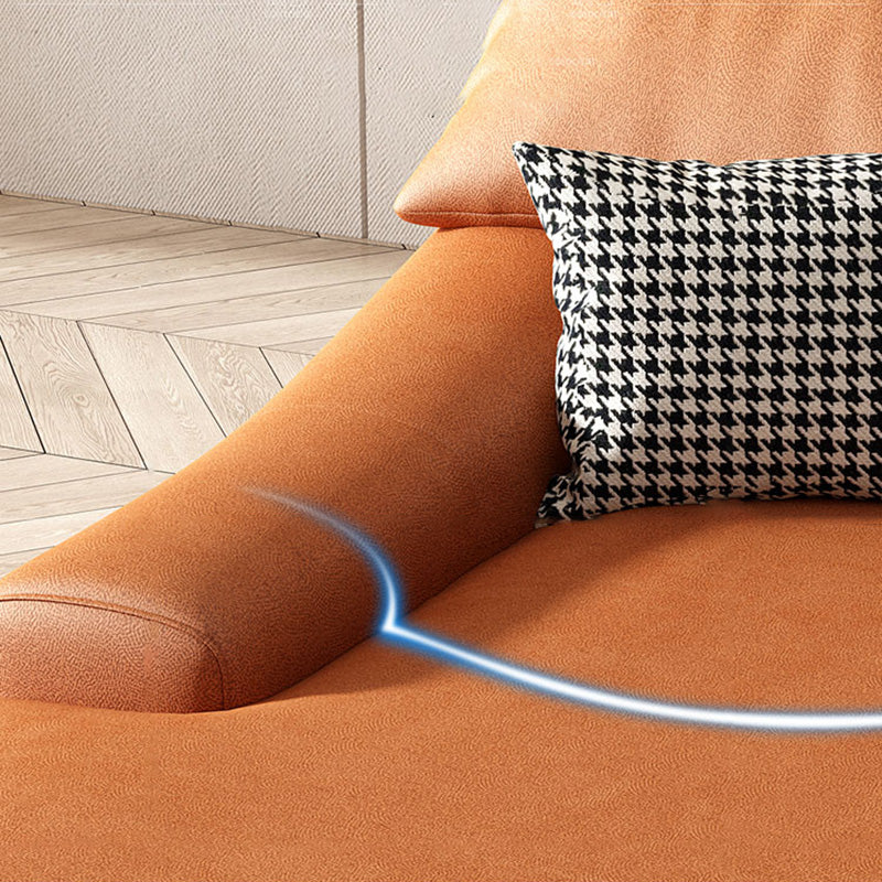 Modern Upholstered Chaise Lounge Leather Recessed Arms for Bedroom and Living Room