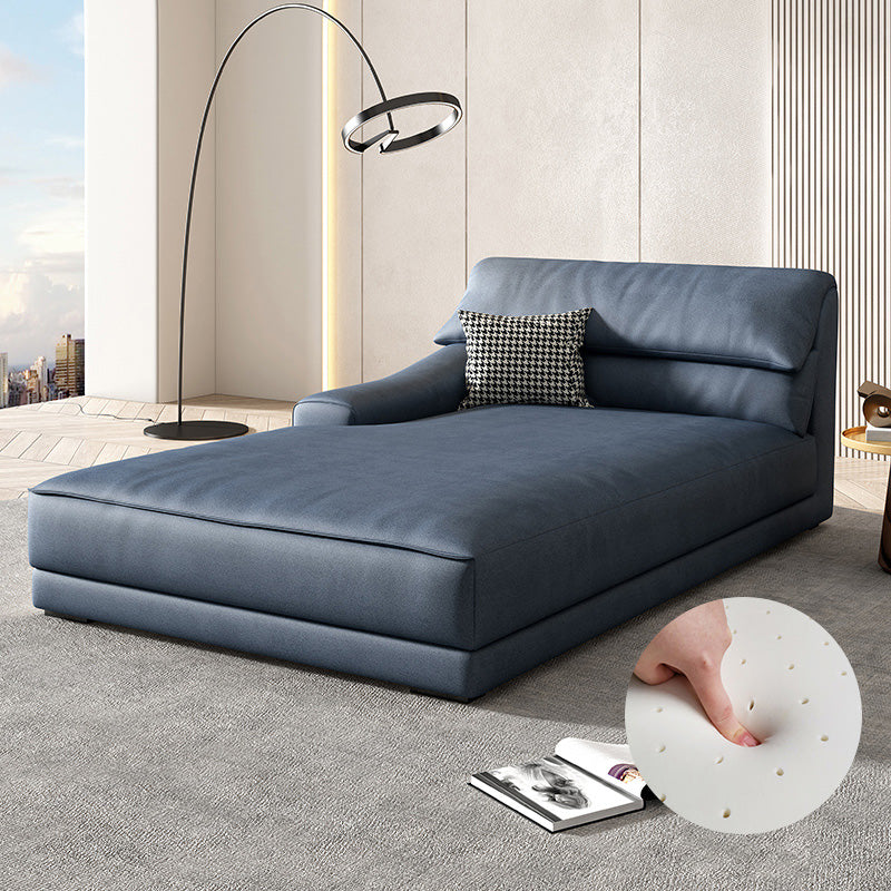 Modern Upholstered Chaise Lounge Leather Recessed Arms for Bedroom and Living Room