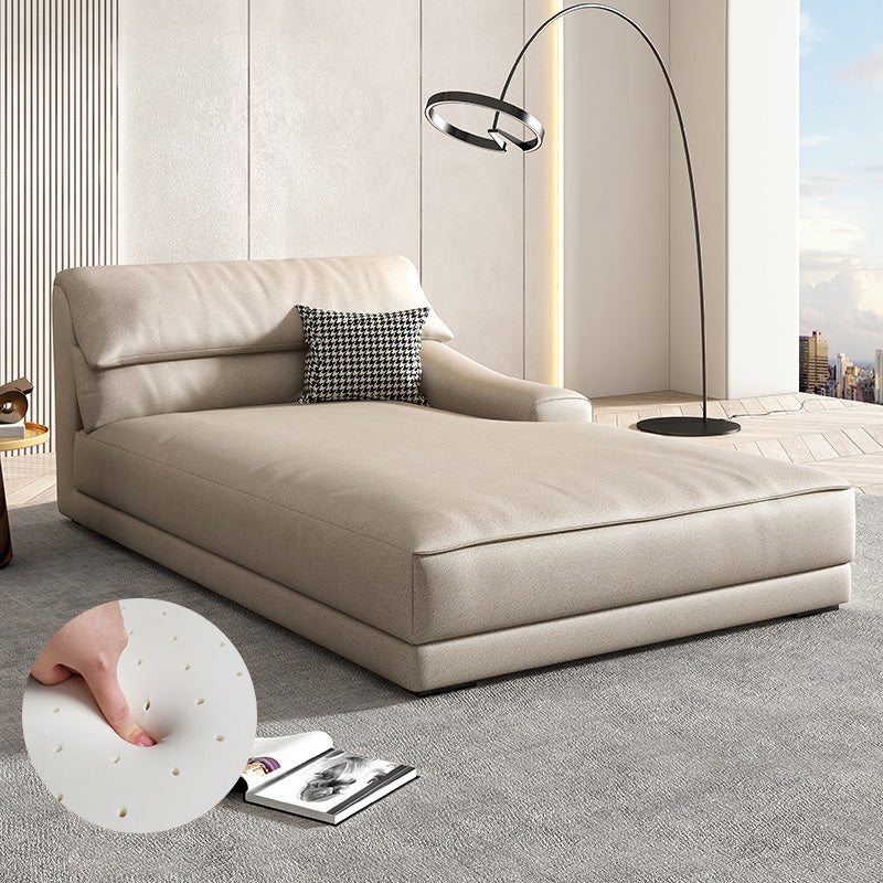 Modern Upholstered Chaise Lounge Leather Recessed Arms for Bedroom and Living Room